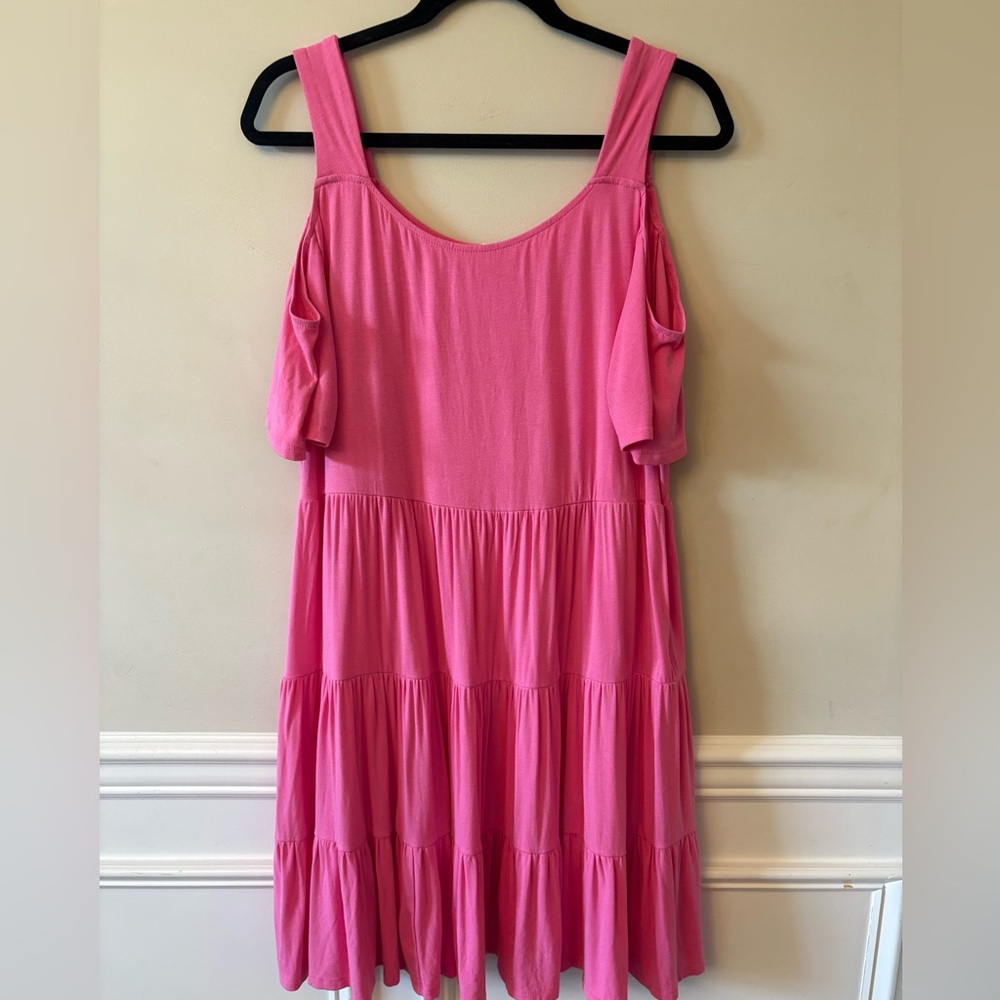 Chic Soul Vibrant Pink Tiered Mini Dress